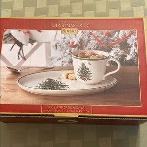 Christmas Tree Spode Soup and Sandwich Set